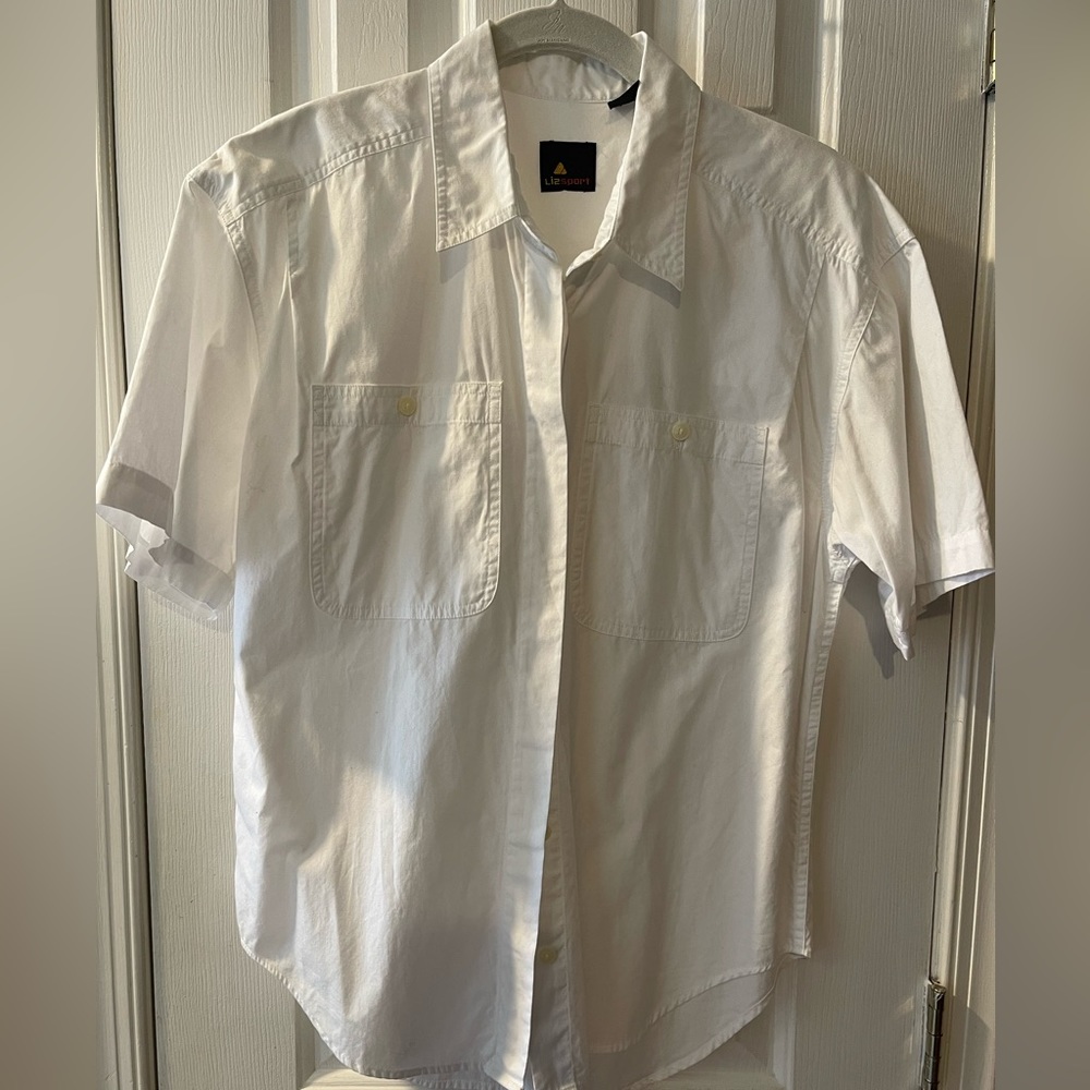 Liz Claiborne 90’s White Cotton Oversized Blouse. Shoulder Pads not Included.